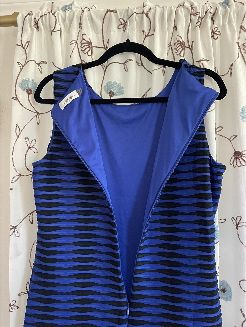 Calvin Klein | Sz 12 | Royal blue & black striped sheath dress - Picture 5 of 6